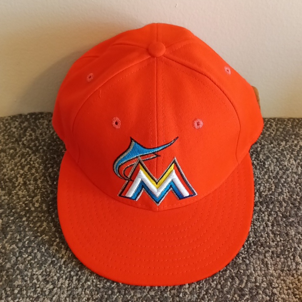 New Era Miami Marlins fitted orange men's hat 7 1/4